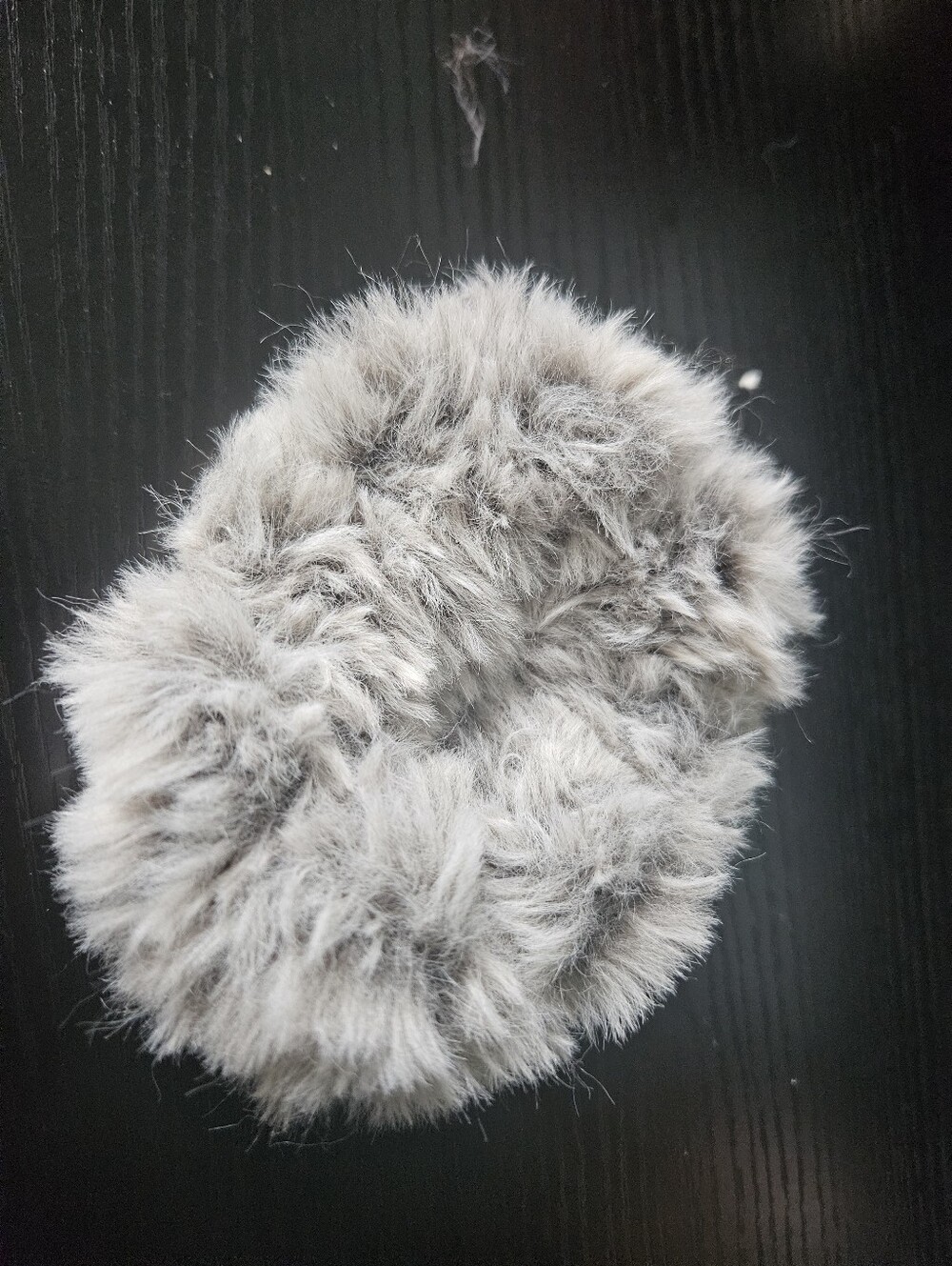 Gray Luxury Faux Fur Crochet Scrunchie